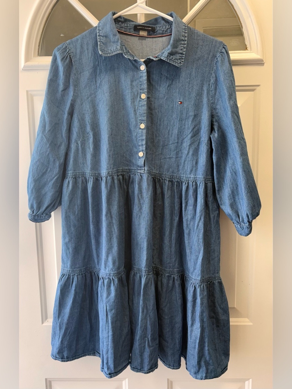 Tommy Hilfiger Light Blue Denim Tiered Dress